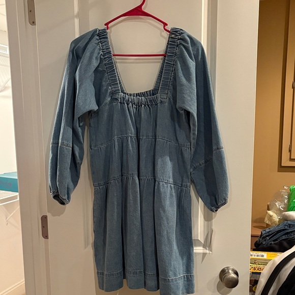 Free People Dresses & Skirts - Free People Square Neck Tiered Denim Dress